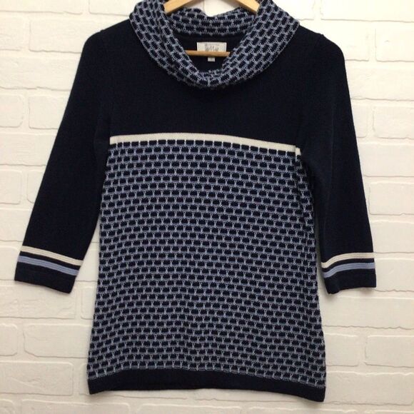 M.A.T. sweater cotton blend turtle neck cable knit fisherman fair isle small - Picture 12 of 12